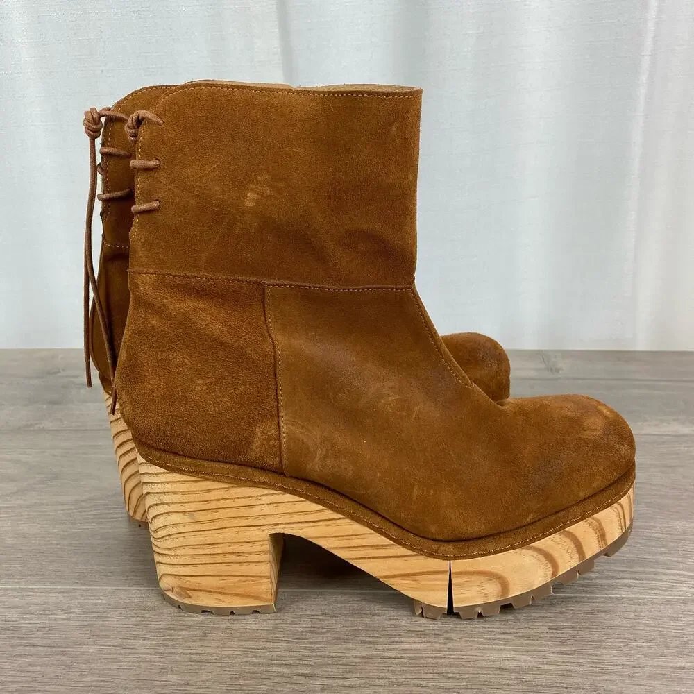 Free People Brown Suede Kenna Platform Lug Sole Clog Boots Sz.41(US 10) NWOB
